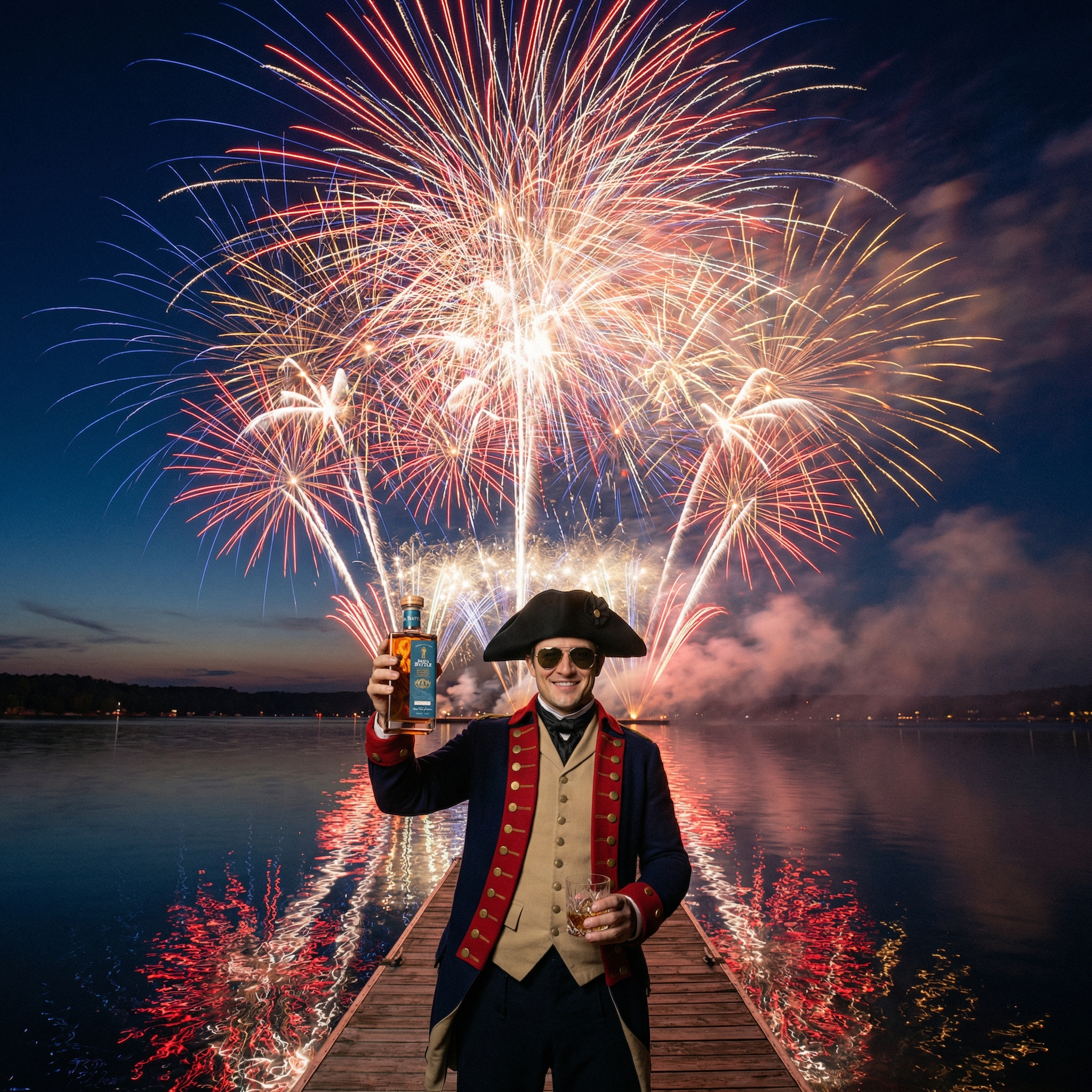 John Battle celebrates America's 250th — fireworks on the dock